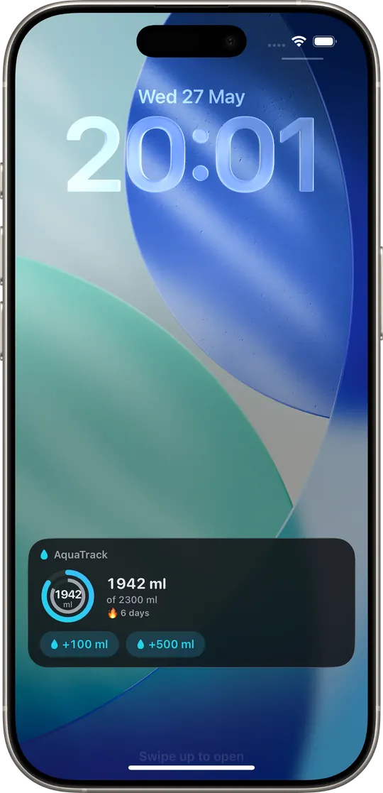 AquaTrack Live Activity — running progress on the lock screen